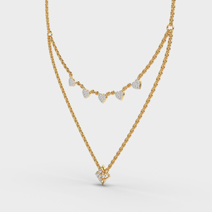 Élégant collier en argent sterling 925 à double couche avec cœur et diamants floraux coupe ronde bijoux pour femmes en diamant Moissanite - Product Image 2