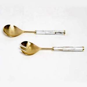 Juego de servidores de ensalada modernos de acero inoxidable con mango de diseño elegante, juego de cubiertos para la mesa del hogar. - Product Image 4