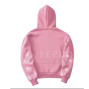 Mode à la mode hiver hommes strass à capuche avec logo personnalisé imprimé couleur unie tissu polaire conception personnalisable - Product Image 2