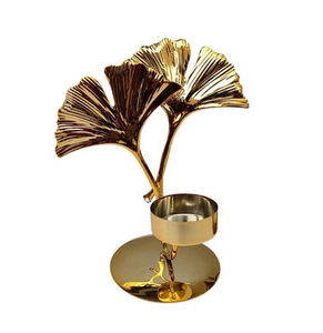 Porte-bougie chauffe-plat feuille fini or de Style classique Design personnalisé Bougeoir en aluminium doré décoratif pour la maison - Product Image 6