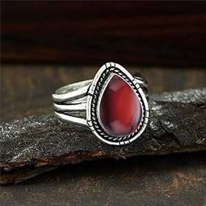 Natural Red Carnelian Smooth Pear Shape Handmade Real Gemstone 925 <b>Sterling</b> <b>Silver</b> Statement Birthstone <b>Ring</b> For Women - Product Image 5