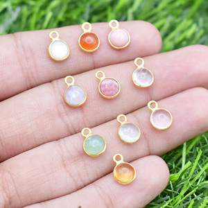 Ensemble pendentif en rhodochrosite, breloques minuscules en pierres précieuses rondes de taille 6mm, bijoux minimalistes plaqués or faits à la main, utilisation pour collier - Product Image 3