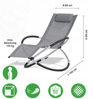 Fauteuil à bascule moderne d'extérieur pliable zéro gravité avec appui-tête en tissu maillé respirant pour patio, jardin, balcon