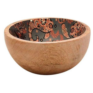 Lot de 4 bol de serveur en bois émaillé pour le travail des aliments et des desserts Tendance conçu rond fait à la main nouveau style bol de nourriture en bois de luxe - Product Image 3