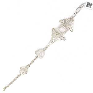 Pulsera de Cadena Modelo Corazón de Plata de Ley 925 con Oro de 14K, Oro de 18K, Oro Rosa, Oro Rodio, con Diamantes, Perlas y Detalles Religiosos - Product Image 1