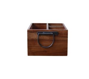 Best Wooden Utensil Organizer With Black Metal Handle Caddy Kitchen Tool Organizer For Home Restaurants And Hotel Hot Selling - Product Image 3