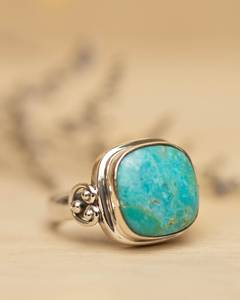 Statement Blue <b>Turquoise</b> <b>Ring</b> Handmade 925 Sterling Silver Hippie Bohemian December Birthstone Gift For Her Jewelry Idea - Product Image 4