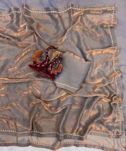 Sari indien en coton Jarkan avec broderie diamantée, sans blouse, pour mariée, prix de gros, vêtement ethnique, multicolore - Product Image 1