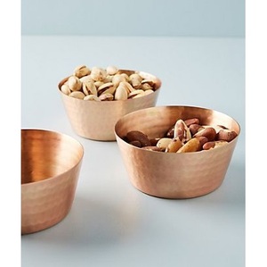 Polished Round Copper Serving Bowl with Hammered Detailing Luxury Design for Stylish <b>Table</b> Presentation and Party Use - Product Image 1