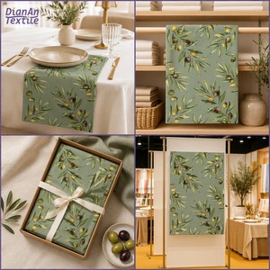 100% Cotton <strong>Tea</strong> <strong>Towels</strong> Vintage Olive Branch <strong>Sage</strong> <strong>Green</strong> Retro Style Kitchen <strong>Towels</strong> Linens 40x60cm - Product Image 6