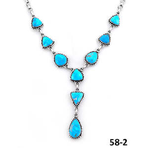 Collier artisanal en argent sterling avec turquoise blanche, motif goutte d'eau, ancre et chiffres, style religieux classique - Product Image 2