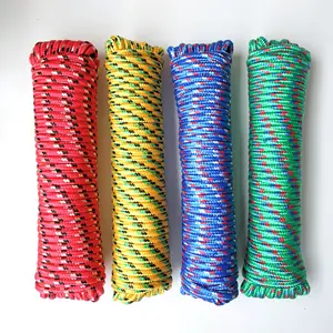 PP Polyester Dikepang Tali Disesuaikan Ukuran Braid Rope Multi Warna 1-20Mm Kemasan Tali Nilon