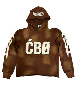 Sudadera con capucha de Impresión digital personalizada, fabricantes de ropa de calle de algodón Unisex desgastada, sudaderas con capucha desgastadas para hombres pesados informales - Product Image 3