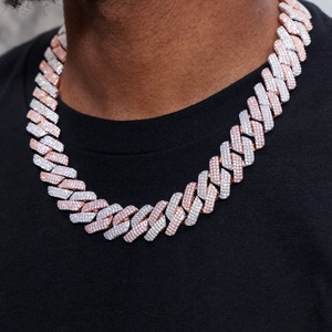 Men's 925 Sterling <b>Silver</b> <b>Cuban</b> <b>Link</b> <b>Chain</b> Real Moissanite VVS1 Pass Tester Pearl Necklace - Product Image 1