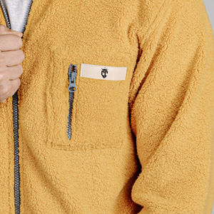 Venta al por mayor por encargo de color sólido de los hombres chaqueta de lana Polar Slim Fit con cuello alto precio de fábrica de tela de lona - Product Image 6