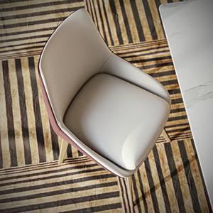 Chaises de salle à manger en similicuir capitonnées de style scandinave avec pieds en métal pour l'ameublement de la maison - Product Image 3