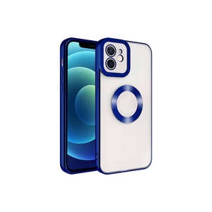 Coque en silicone SHRP Omega pour iPhone 11 13 Pro Max - Bleu marine avec protection de l'appareil photo, découpe de logo et finition électroplaquée spéciale - Product Image 1