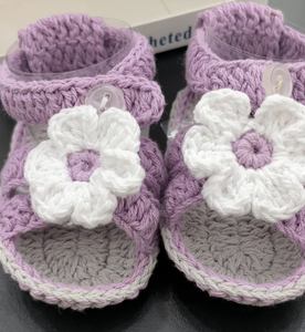 <span class=keywords><strong>Sandalias</strong></span> de flores de ganchillo hechas a mano de fábrica FS, zapatos casuales de algodón suave para bebés recién nacidos de 0 a 6 meses - Product Image 6
