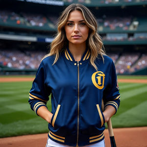 Chaqueta Bomber de punto polar con hombros caídos para mujer, Color sólido, manga larga, doble cremallera, transpirable y resistente al viento, forro de algodón - Product Image 5