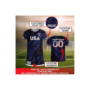 Maillot de football américain personnalisé, tenue de supporter de l'équipe américaine, nom et numéro personnalisés, unisexe, court, imperméable, séchage rapide, respirant - Product Image 2