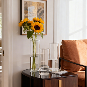 Jarrón de Vidrio Cilíndrico de Borosilicato Alto, Resistente al Calor, Centro de Mesa Alto, Precio de Fábrica, Venta al por Mayor, OEM - Product Image 4