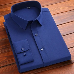 Nueva Camisa para Hombre de Fibra de Bambú, Manga Larga, Antiarrugas, Sin Planchado, Ajustada, Informal, de Negocios, para Oficina, Camisas Blancas y Azules, 5XL 6XL - Product Image 3