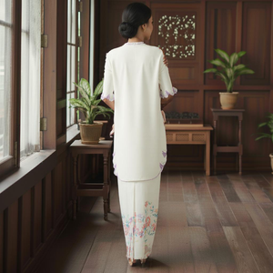 ชุดบาจูกูรุงแบบมุสลิมสุภาพเรียบร้อย เป็นมิตรกับสิ่งแวดล้อม ลายเรขาคณิต ทรงเอไลน์  ฮิตใน TikTok สำหรับรอมฎอน 2025 ขายส่งจากโรงงาน แขนพอง - Product Image 4