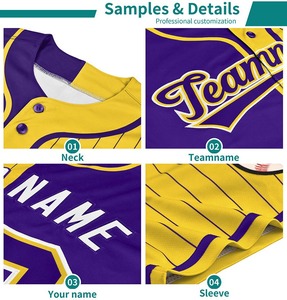 Maillots de baseball à boutons très vendus, uniformes de baseball sur mesure, panneau contrasté rayé, maillot de baseball rétro pour garçons - Product Image 6