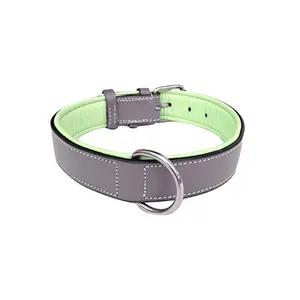 Collar de perro genuino hecho a mano de lujo de cuero resistente collares para mascotas con acolchado suave y accesorios plateados para perros