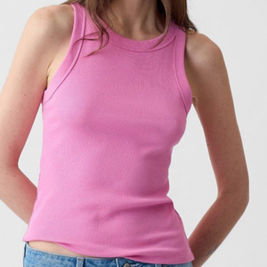 <b>Black</b> Women's Premium Organic Cotton Knitted Plus Size Slim Fit Sleeveless Tank <b>Top</b> OEM Fashion for Boutique and Wholesale - Product Image 3