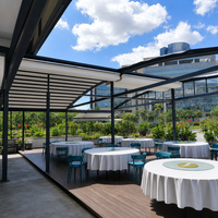 Pergola automatique en aluminium et PVC imperméable, auvent rétractable électrique, protection contre la pluie pour jardin extérieur, villa, balcon, terrasse