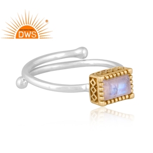 แหวนพลอยมูนสโตนสีรุ้งประดับอัญมณีสีเงินสเตอร์ลิงธรรมชาติดีไซน์ล่าสุดสำหรับเป็นของขวัญสำหรับผู้หญิง - Product Image 3