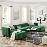 Maßgefertigtes Modernes Rundes Ecksofa 6-teilig mit Doppel-Chaiselongue Holzrahmen Schaumstoffgefüllt Schwarz Weiß für Wohnzimmer Heim-Möbel