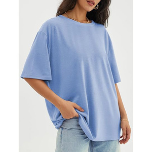 T-shirt ample à col rond imprimé, t-shirts graphiques surdimensionnés pour femmes - Product Image 5