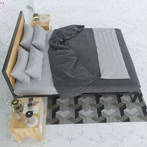โครงเตียงไม้ดีไซน์อินดัสเทรียลแบบสองชั้นพร้อมแผ่นไม้เนื้อแข็ง - Product Image 3