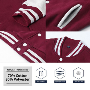 Chaquetas Varsity de Lana con Letras Universitarias Deportivas Personalizadas de Alta Calidad y Última Moda, Chaquetas de Béisbol Blancas para Hombre al por Mayor - Product Image 6