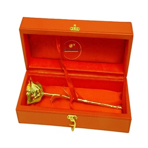 Rose en cuivre avec boîte cadeau, fleur naturelle de haute qualité, rose véritable trempée dans l'or 24 carats avec boîte - Product Image 1