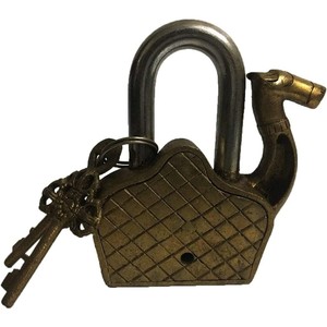 Brass Padlock - <b>Lock</b> with <b>Keys</b> - Working Functional - Brass Made Padlock Camel Antique - Product Image 2