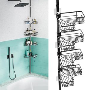 Le poteau de tension d'acier inoxydable antirouille prolongent les étagères d'organisateur de caddie de <span class=keywords><strong>douche</strong></span> avec des supports de savon - Product Image 1