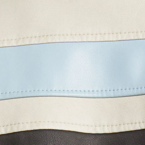 แจ็กเก็ตมอเตอร์ไซค์ของผู้หญิงเสื้อครอปหนังระบายอากาศได้ดีสีพื้น - Product Image 6