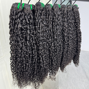 Extensiones de cabello humano Pixie Curl, color natural, suaves y elásticas, rizos cortos, doble trama, puntas completas, para coser en extensiones y hacer pelucas. - Product Image 1
