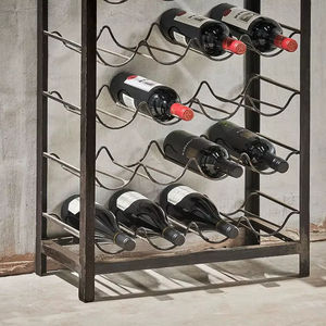 Estante de vino con diseño de rueda Industrial rústico en Metal negro con soporte elegante perfecto para la decoración del hogar y Bar suministros de artículos para bar - Product Image 1