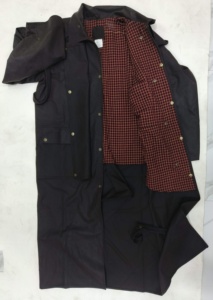 MANTEAU LONG EN TISSU CIRE OILSKIN AVEC DOUBLURE EN COTON/MANTEAUX LONG ET VESTES EN PEAU CIRE PERSONNALISÉS AVEC CAPUCHE AMOVIBLE - Product Image 6