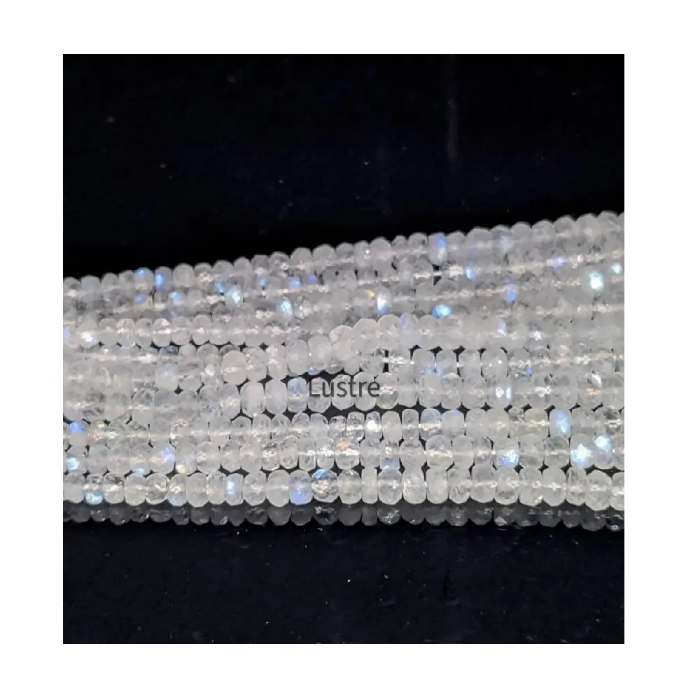 Rainbow Moonstone Faceted Rondelle Beads 4.5 - 5 mm Natural Blue Flashy Moonstone Strands Wholesale Jewelry Making Beads