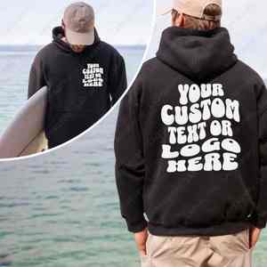 Sweat à capuche d'hiver 100% coton personnalisé avec texte et impression recto-verso, option logo d'entreprise, pull unisexe - Product Image 2