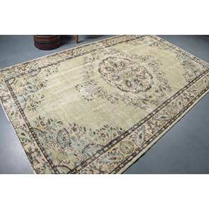 พรมขนสัตว์สีเบจสีเขียวคลาสสิกขนาด6.1x9.8ฟุตทรงสี่เหลี่ยมปะต่อสูง10มม. ทำจากยางใหม่ - Product Image 2