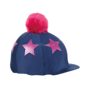 Couvre-chapeau d'équitation étoilé pour amoureux des chevaux avec des étoiles scintillantes et un pompon ludique - Product Image 3