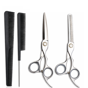 Ensemble de ciseaux de barbier de qualité supérieure, ciseaux à effiler pour la coupe de cheveux, kit de salon en acier inoxydable avec peigne de coiffure - Product Image 2