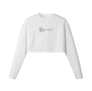 เสื้อยืดครอปท็อปใส่สบายแขนยาวสำหรับผู้หญิงพิมพ์ลายหน้าอกออกแบบได้ตามต้องการ - Product Image 3