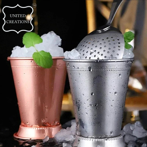 Los más vendidos Mint Julep Cup 100% Pure Copper Tumbler Bar Accesorios 500ml Capacidad Tazas de vidrio personalizadas Material inoxidable - Product Image 4
